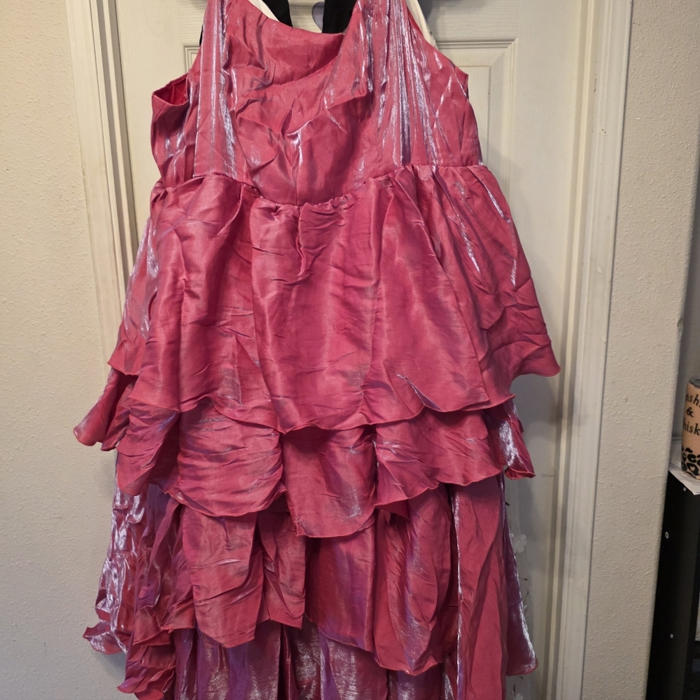 Pink Ruffled Plus Womens Dress